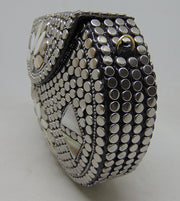 Siver Metal with Mop leaf Clutch Bag