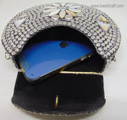 Siver Metal with Mop leaf Clutch Bag