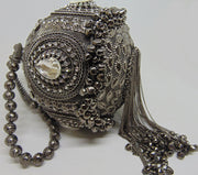 silver antique Pearl Beaded Potli Bag