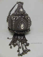 silver antique Pearl Beaded Potli Bag