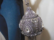 silver antique Pearl Beaded Potli Bag