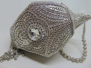 Metal And Stone Silver Wedding Potli Bag