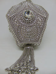 Metal And Stone Silver Wedding Potli Bag