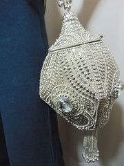 Metal And Stone Silver Wedding Potli Bag