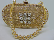 Metal Gold Clutch Bag Handcrafted Stone Bag