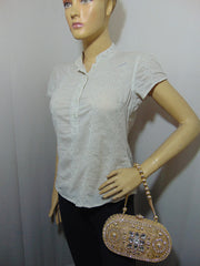 Metal Gold Clutch Bag Handcrafted Stone Bag