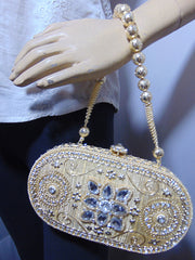 Metal Gold Clutch Bag Handcrafted Stone Bag