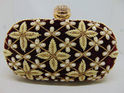 Maroon Diamond Frame Women's Embroidered clutch