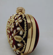Maroon Diamond Frame Women's Embroidered clutch