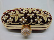 Maroon Diamond Frame Women's Embroidered clutch