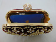 Maroon Diamond Frame Women's Embroidered clutch