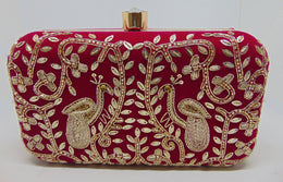 Hot Pink zari work box clutch