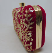 Hot Pink zari work box clutch