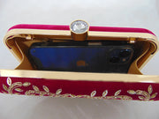 Hot Pink zari work box clutch