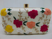 Embroidery box clutch purse