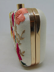 Embroidery box clutch purse