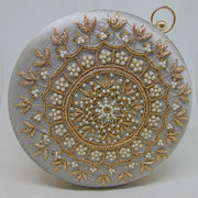 Designer Embroidery Round Clutch Bag