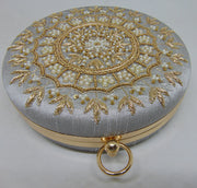 Designer Embroidery Round Clutch Bag