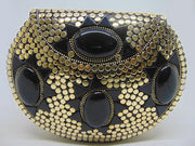 Black Resin stone Metal Clutch gold  Bag