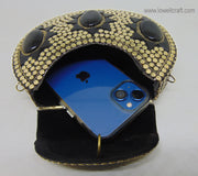 Black Resin stone Metal Clutch gold  Bag