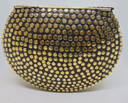 Multicolor Resin stone Siver Metal Clutch gold  Bag