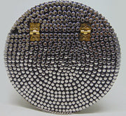 Multicolor Resin stone Siver Metal Clutch Round Bag