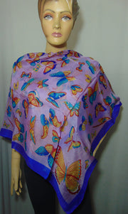 Butterfly print pure Silk scarf Wrap