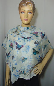 Butterfly print pure Silk scarf Wrap