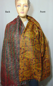 Long Silk kantha work reversible Scarves