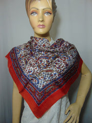 Paisley flower print pure Silk scarf Wrap