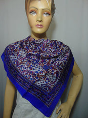 Paisley flower print pure Silk scarf Wrap