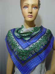 Paisley flower print pure Silk scarf Wrap