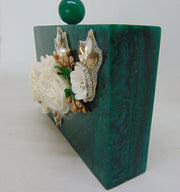 Handicraft Beautiful Flower Box Clutch Bag Purse