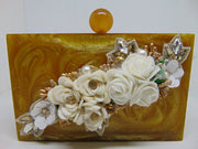 Handicraft Beautiful Flower Box Clutch Bag Purse
