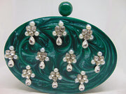 Acrylic stone Embellished Clutch purse