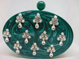 Acrylic stone Embellished Clutch purse