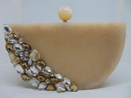 stone decoration resin clutch purse