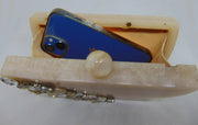 stone decoration resin clutch purse