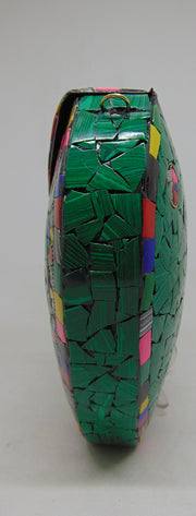 Green Mosaic Metal metal frame Sling Clutch purse