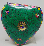Green Mosaic Metal metal frame Sling Clutch purse
