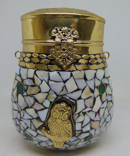 silver mop Mosaic brass metal frame box Clutch purse