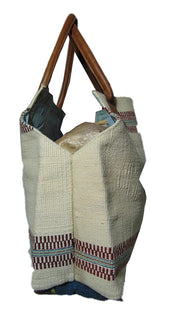Cotton Hand-loom White Durries Bag
