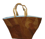 Leather handle Cotton kilim Durries Bag
