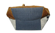 Leather handle Cotton kilim Durries Bag