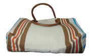 Leather handle whiteCotton Handloom Durries Bag