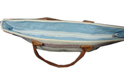 Leather white handle Cotton Hand-loom white Durries Bag