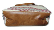 Leather white handle Cotton Hand-loom white Durries Bag