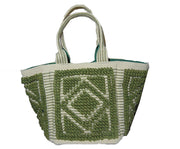 white cotton handle Cotton Handloom durries Bag