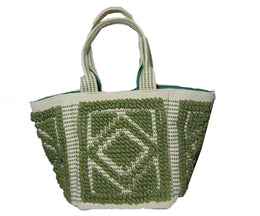 white cotton handle Cotton Handloom durries Bag