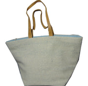 leather handle Cotton Hand-loom Durries Bag